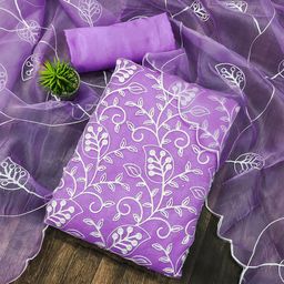 MANVAA Floral Embroidered Organza Unstitched Dress Material-picture-12