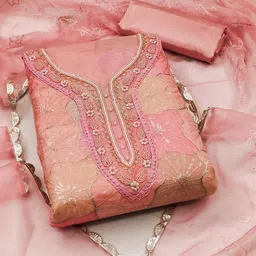 NEGRONI Floral Embroidered Sequinned Organza Unstitched Dress Material-image-6