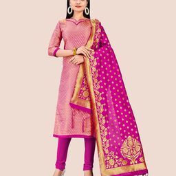 MANVAA Ethnic Motifs Woven Design Banarasi Silk Unstitched Dress Material-picture-5