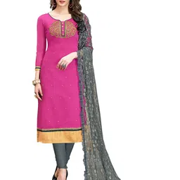 MANVAA Ethnic Motifs Embroidered Beads & Stones Modal Cotton Unstitched Dress Material-picture-37