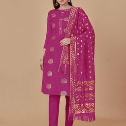 MANVAA Floral Woven Design Sequinned Unstitched Dress Material-picture-43