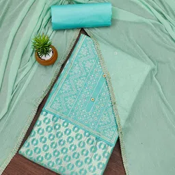 Maroosh Geometric Banarasi Jacquard Woven Design Unstitched Dress Material-image-18