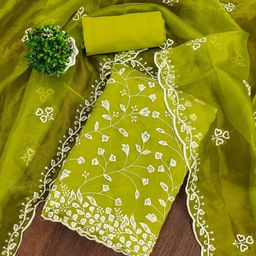 MANVAA Embellished Organza Unstitched Dress Material-image-95