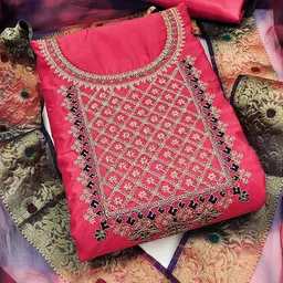 MANVAA Ethnic Motifs Embroidered Unstitched Dress Material-picture-11