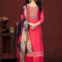 MANVAA Ethnic Motifs Embroidered Beads and Stones Unstitched Dress Material-picture-32