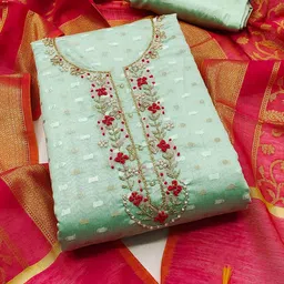 MANVAA Floral Embellished Beads and Stones Unstitched Dress Material-picture-39