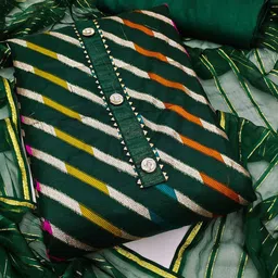 Maroosh Leheriya Woven Design Zari Organza Unstitched Dress Material-image-2