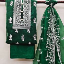MANVAA Ethnic Motifs Embroidered Organza Unstitched Dress Material-picture-29