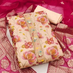 NEGRONI Floral Printed Gotta Patti Organza Unstitched Dress Material-picture-23