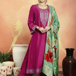 Stylee LIFESTYLE Paisley Embroidered Sequinned Unstitched Dress Material-image-84