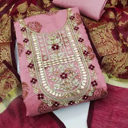 KALINI Floral Embroidered Sequinned Unstitched Dress Material-image-64