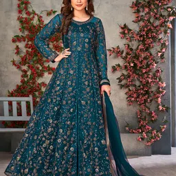 ODETTE Embroidered Semi-Stitched Dress Material image 1