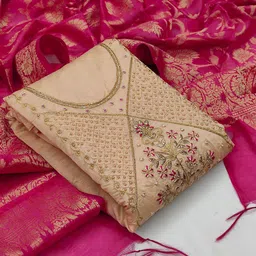 MANVAA Floral Embroidered Unstitched Dress Material image 1