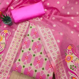 Panzora Woven Design Cotton Silk Unstitched Dress Material-picture-36
