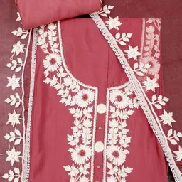 SALWAR STUDIO Floral Embroidered Pure Silk Unstitched Dress Material-picture-14