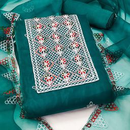 MANVAA Floral Zari Embroidered Zari Organza Unstitched Dress Material-picture-30