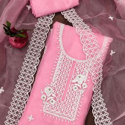 SHADOW & SAINING Embroidered Organza Unstitched Dress Material-picture-40