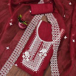 SHADOW & SAINING Embroidered Organza Unstitched Dress Material-picture-27