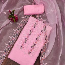 SHADOW & SAINING Embroidered Organza Unstitched Dress Material-picture-36