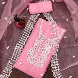 KALINI Embroidered Organza Unstitched Dress Material-picture-14