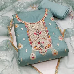 KALINI Ethnic Motifs Woven Design Zari Unstitched Dress Material-picture-19