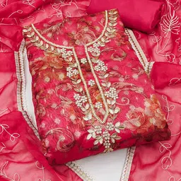 Peachmode  Embroidered Organza Unstitched Dress Material-picture-41