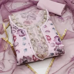 KALINI Printed Organza Unstitched Dress Material-picture-28