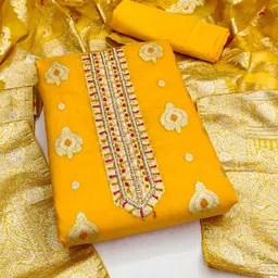 KALINI Ethnic Motifs Woven Design Organza Unstitched Dress Material-picture-12