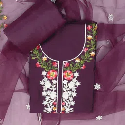 SALWAR STUDIO Floral Embroidered Unstitched Dress Material-picture-30