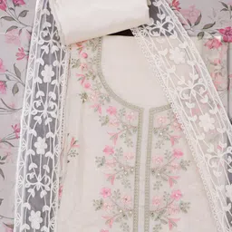 SALWAR STUDIO Floral Embroidered Sequinned Unstitched Dress Material-picture-55