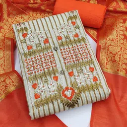 MANVAA Embroidered Woven Design Unstitched Dress Material image 1