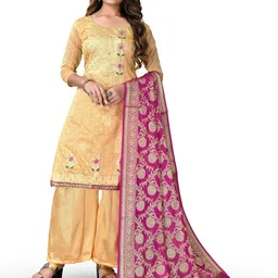 MANVAA Beige Embroidered Unstitched Dress Material-picture-33