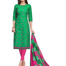 MANVAA Ethnic Motifs Embroidered Thread Work Cotton Jacquard Unstitched Dress Material-picture-27