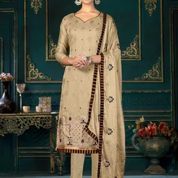 KALINI Ethnic Motifs Embroidered Sequined Unstitched Dress Material-picture-23