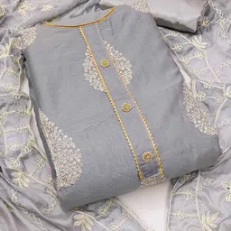 KALINI Ethnic Motifs Embroidered Gotta Patti Unstitched Dress Material With Dupatta-image-91