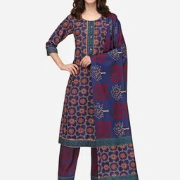 LEWAWAA Blue Digital Printed Muslin Un-Stitched Dress Material-picture-11