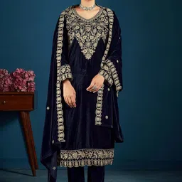 Clora Creation Embroidered Velvet Unstitched Dress Material-picture-17