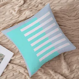 STITCHNEST Teal & Grey Single 16"*16" Colour-blocked Square Cushion Covers image 2