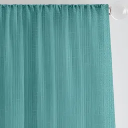 Cortina Teal 2 Pieces Sheer Eyelet Linen Window Curtain image 2