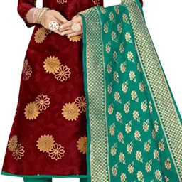 MANVAA Floral Woven Design Unstitched Dress Material image 3