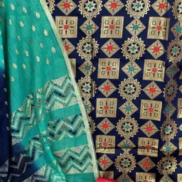 MANVAA Ethnic Motifs Banarasi Jacquard Woven Design Unstitched Dress Material image 2