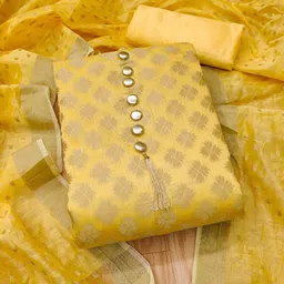 Panzora Ethnic Woven Design Banarasi Unstitched Dress Material image 2