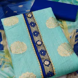 MANVAA Ethnic Motifs Woven Design Sequinned Unstitched Dress Material image 2