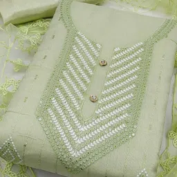 KALINI Floral Embroidered Sequinned Unstitched Dress Material image 2