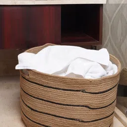 HOMEMONDE Brown & Black Jute Foldable Laundry Bag image 5