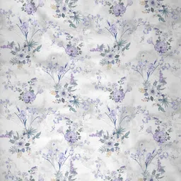ROSARA HOME White & Lavender Set of 2 Floral Sheer Window Curtain image 3