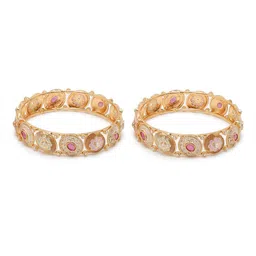 YouBella Set of 2 Gold-Plated Stones Studded Traditional Bangles image 3