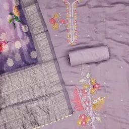 MANVAA Embellished Unstitched Dress Material image 3