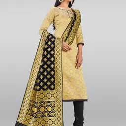 MANVAA Ethnic Motifs Woven Design Zari Unstitched Dress Material image 4