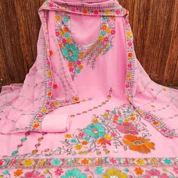 KALINI Embroidered Unstitched Dress Material image 3